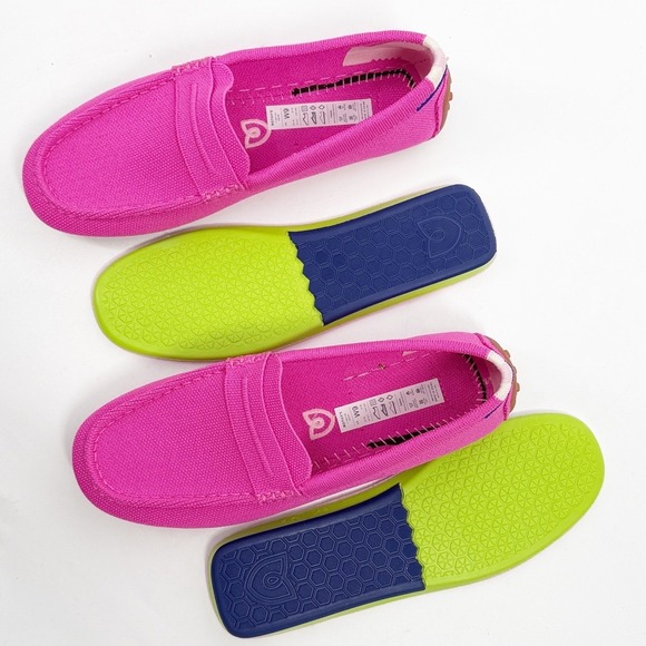 Rothys The Driver Dragon Fruit Pink Knit Penny Loafers Shoes Womens Size 9 - Picture 5 of 10